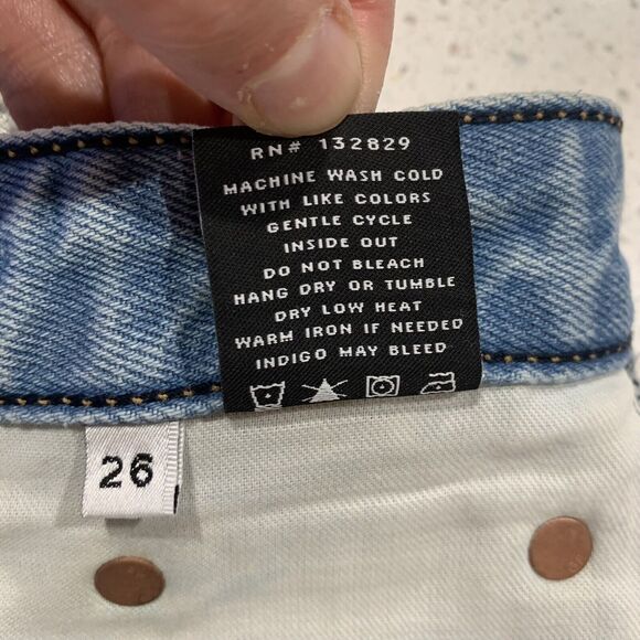 GRLFRND Size 26 Cindy Denim Shorts High Rise Frayed Hem Holographic Wear Me Out - Picture 9 of 12